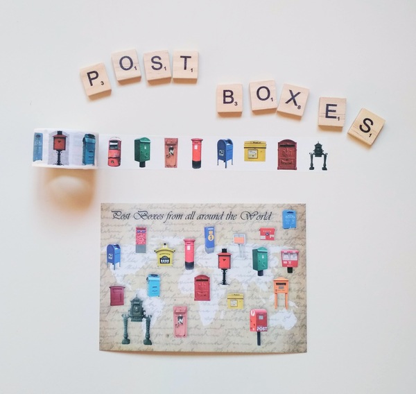 Post boxes washi postcard