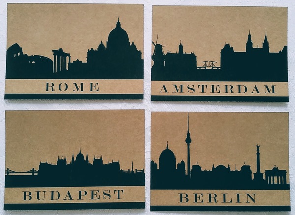 City silhouette postcards postcardsisters