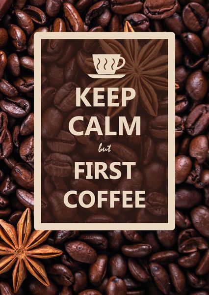 Keep calm but first coffee postcard ke104c