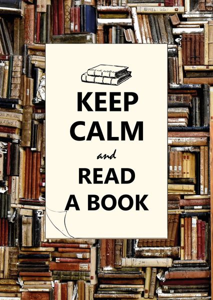 Keep calm and read a book postcard ke107c