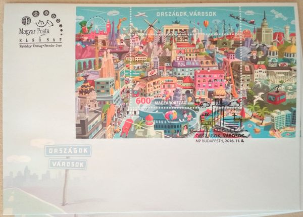 Countries cities hungarian stamp sheet fdc03c