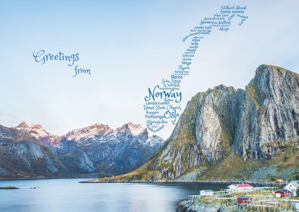 Norway word cloud postcard by postcardsisters gf121c